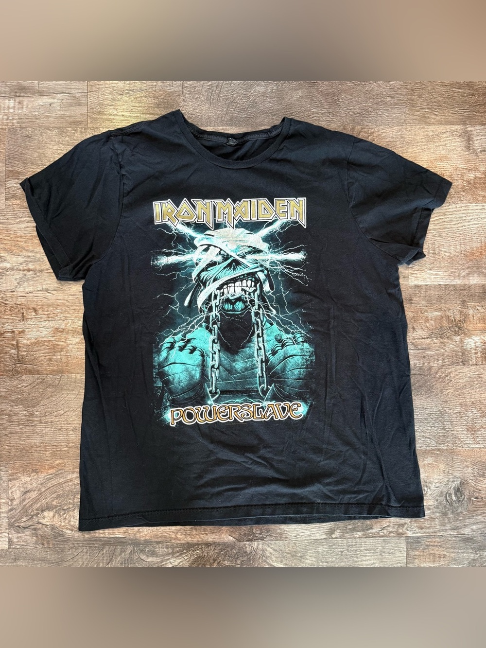 Iron Maiden Powerslave Black Men’s T-Shirt 2XL Heavy Metal Band Tee Graphic Rock